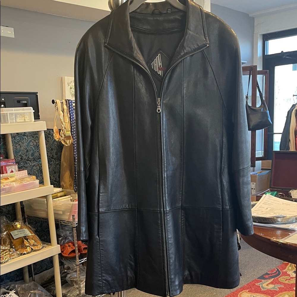 Tibor Leathers Black Butter Soft Genuine Leather Zip Jacket Size PS Biker Petite